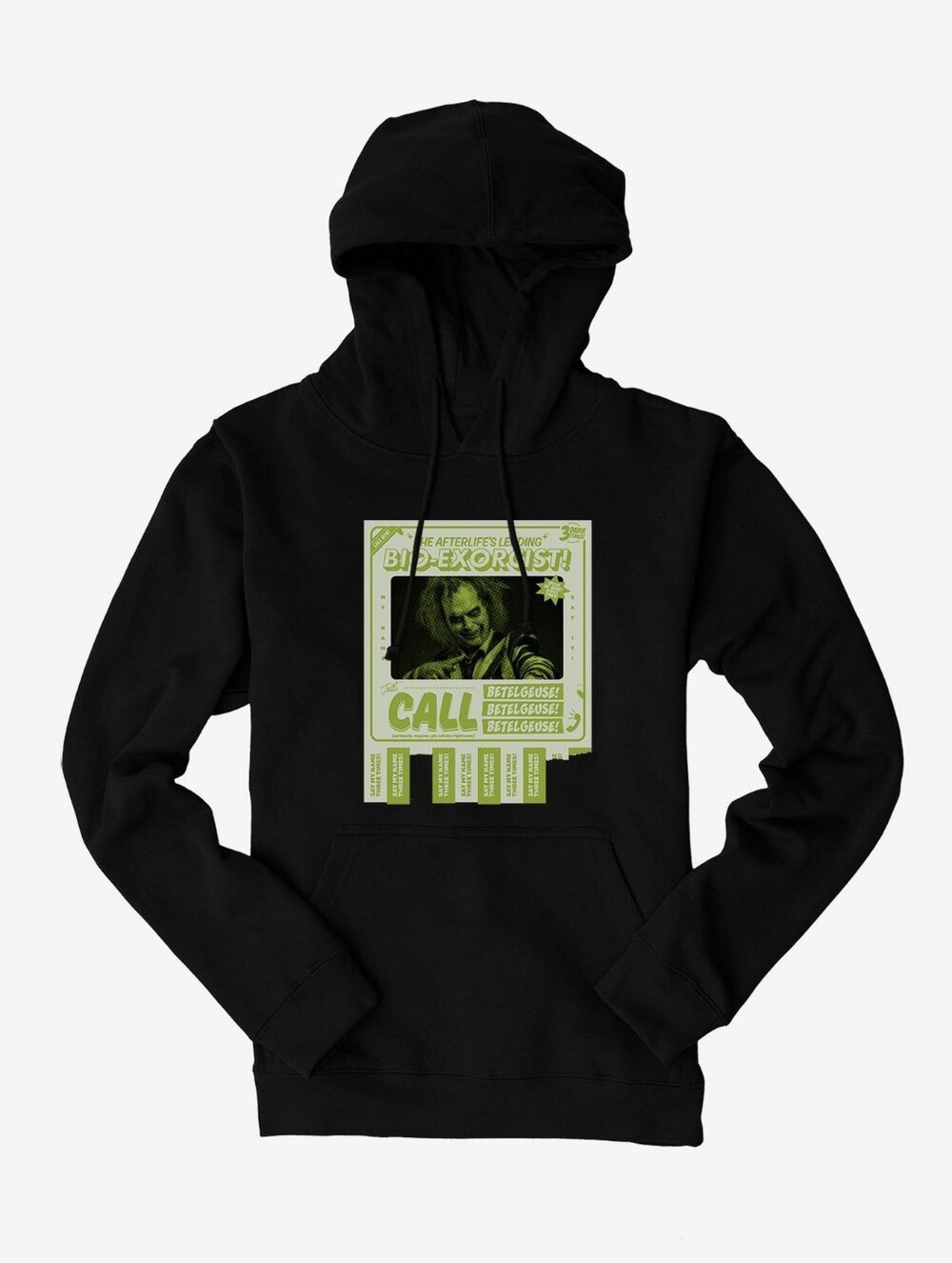 Beetlejuice Beetlejuice Bio-Exorcist Beetlguese Tear-Off Flyer Hoodie Size 3XL